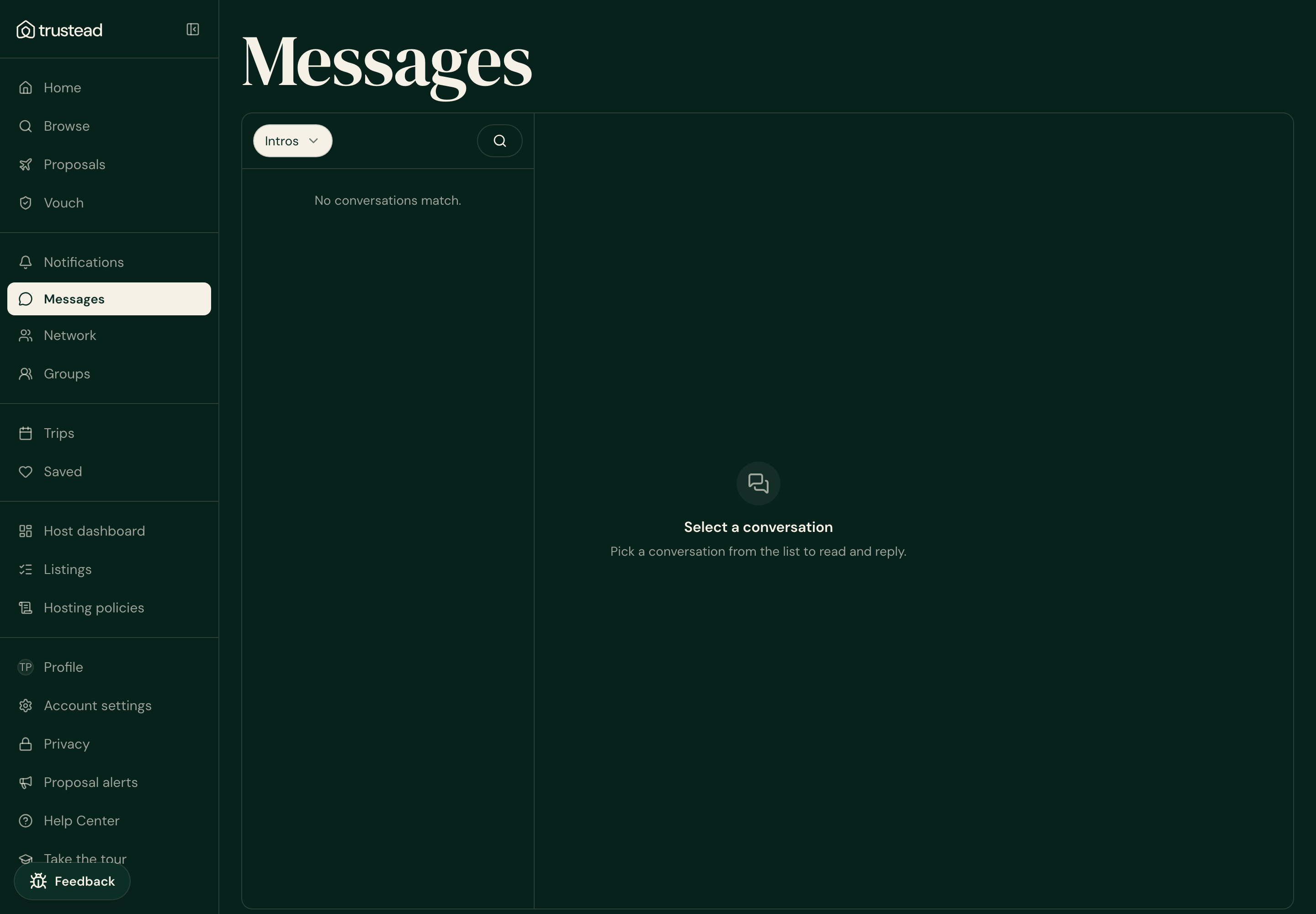 Inbox deep link landing on the Intros filter