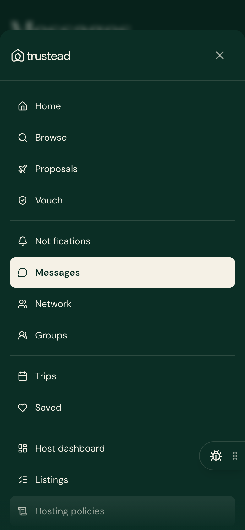 Mobile menu sheet